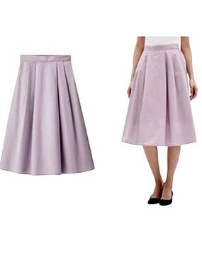 UNIQLO light purple pleated dry stretch tuck flare minimalist midi skirt S